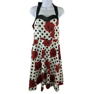 DRESSTELLS Size L Dress Babydoll Y2K Halter Top Fit & Flare Floral Smocked Party